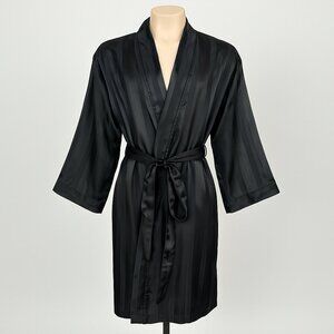 Stafford Men’s Black Satin Stripe Robe Kimono Lounge